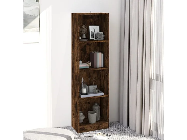Bibliothèque 4 niveaux Chêne fumé 40x24x143 Bois d'ingénierie