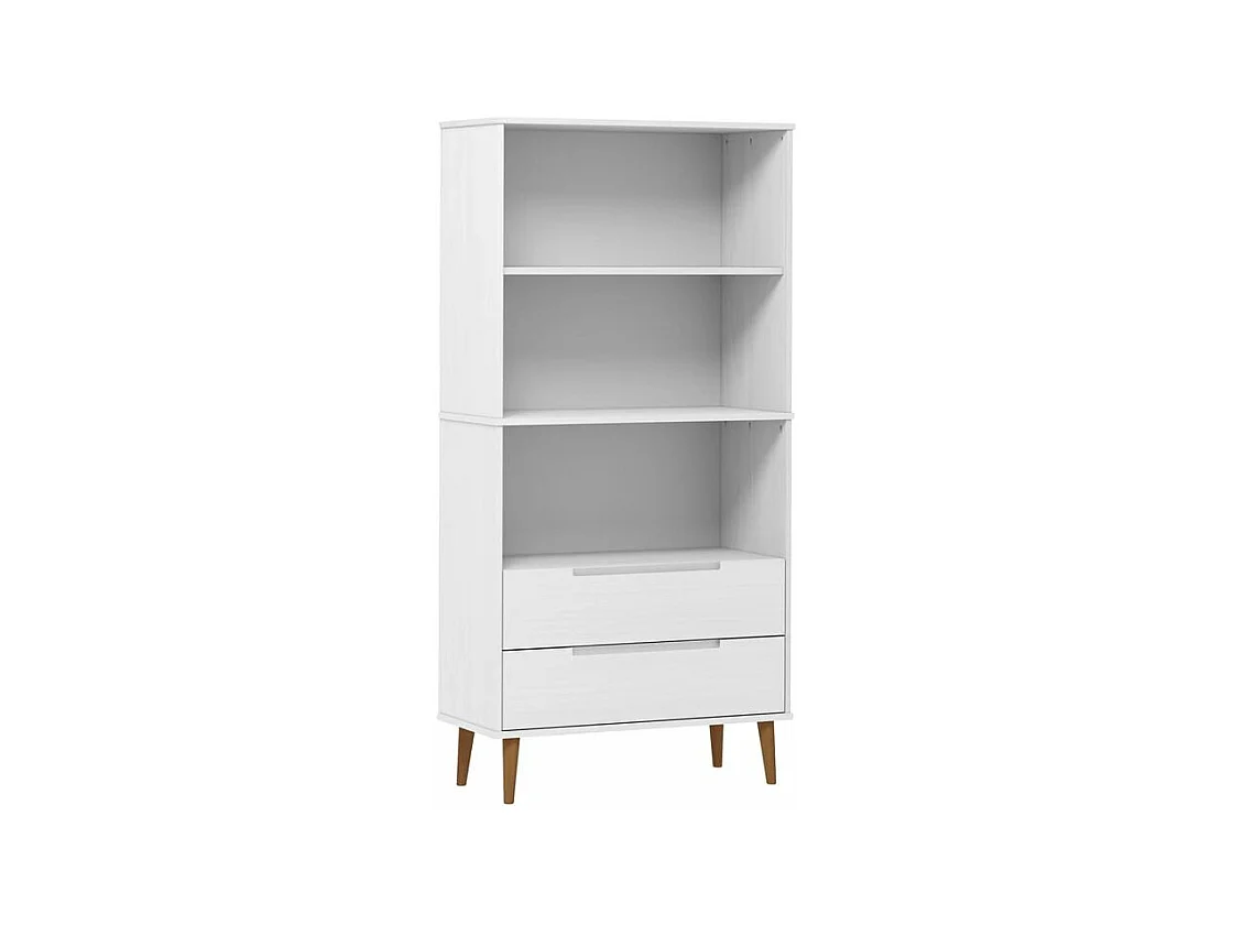 Bibliothèque MOLDE Blanc 85x35x170,5 Bois massif de pin