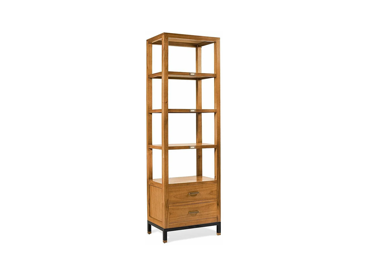 Bibliothèque en bois clair massif de Mindy 2 tiroirs 4 étagères Zandhu 60cm