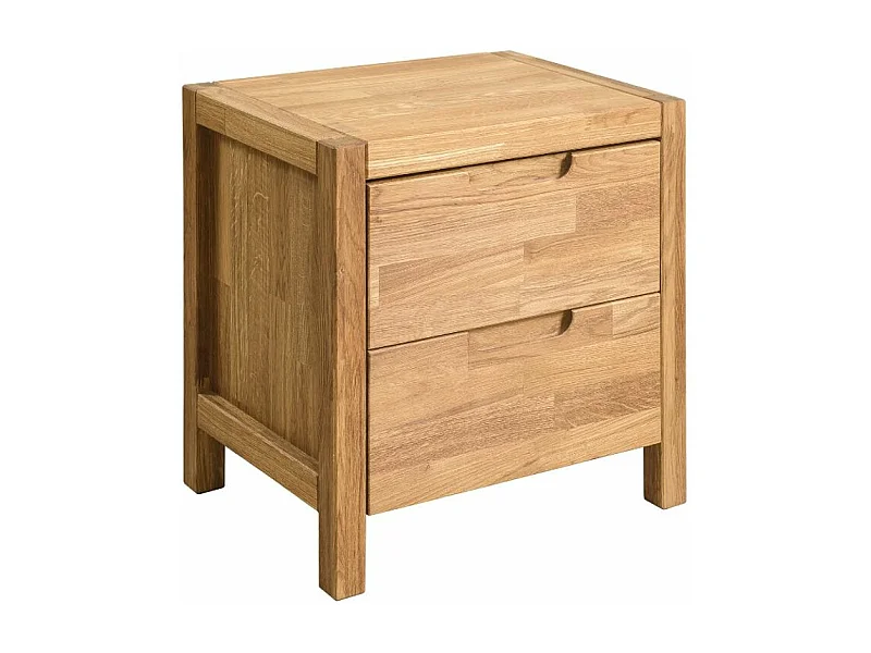 Table d'appoint en chêne massif 2 tiroirs Nelson 48cm