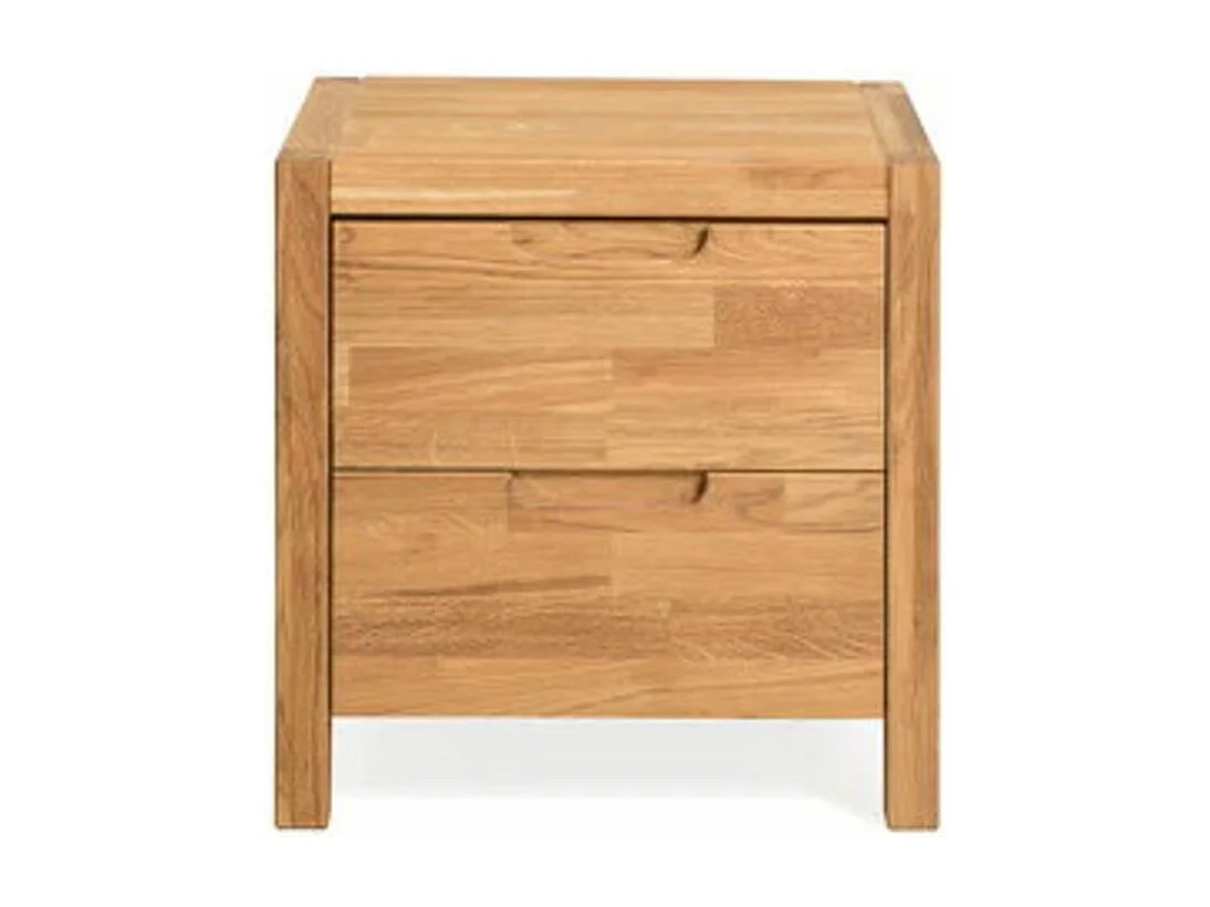 Mesa auxiliar Nelson de roble macizo con 2 cajones 48 cm