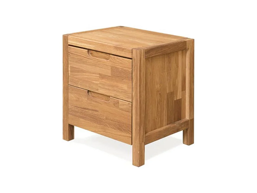 Mesa auxiliar Nelson de roble macizo con 2 cajones 48 cm