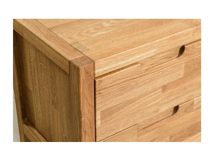 Mesa auxiliar Nelson de roble macizo con 2 cajones 48 cm