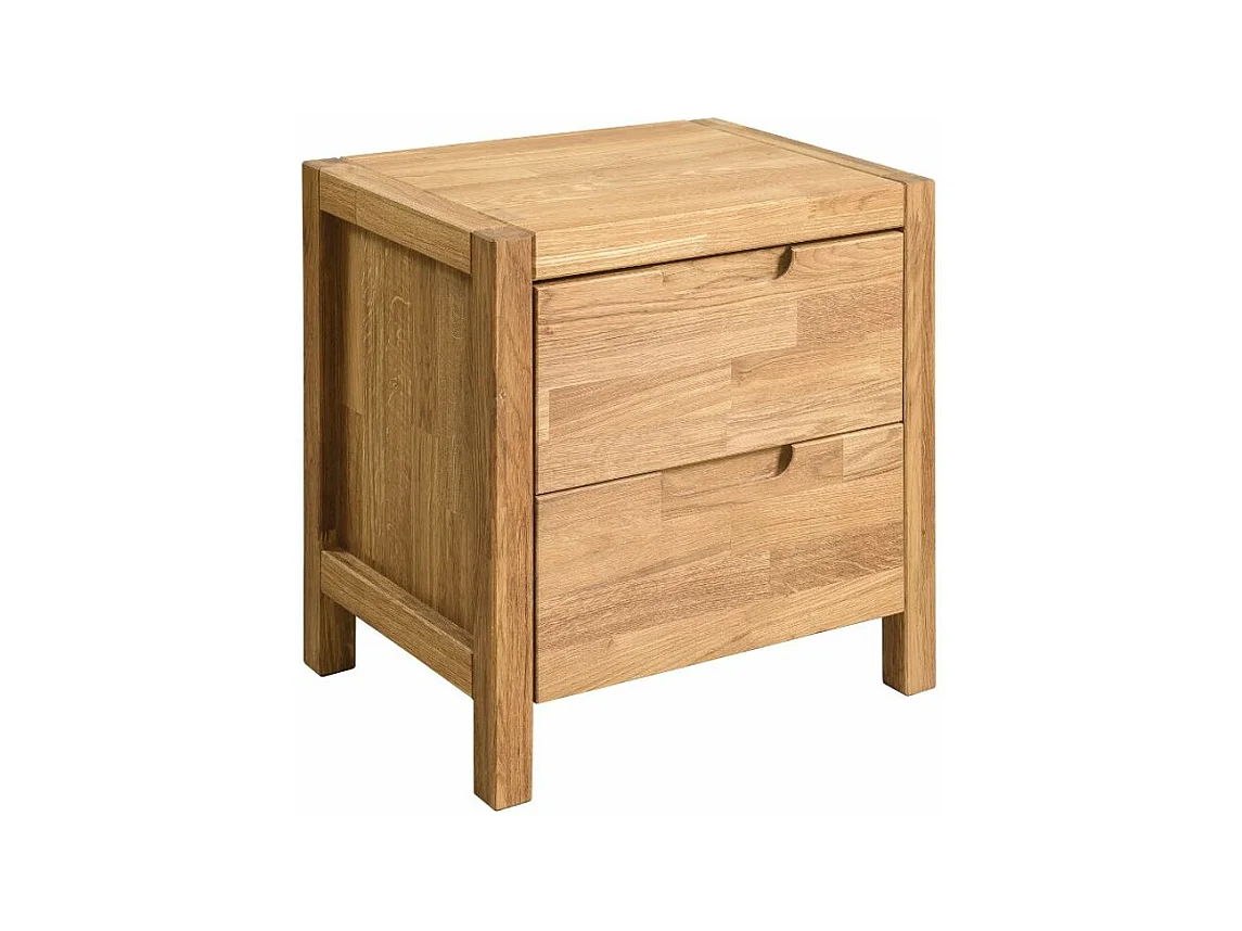 Table d'appoint en chêne massif 2 tiroirs Nelson 48cm