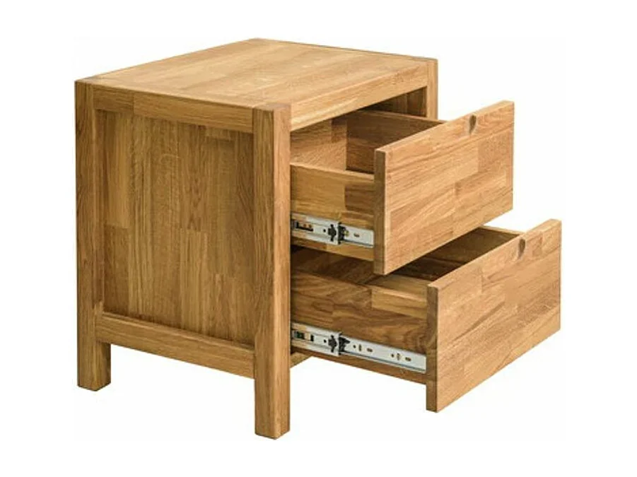 Mesa auxiliar Nelson de roble macizo con 2 cajones 48 cm