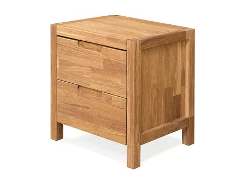 Mesa auxiliar Nelson de roble macizo con 2 cajones 48 cm