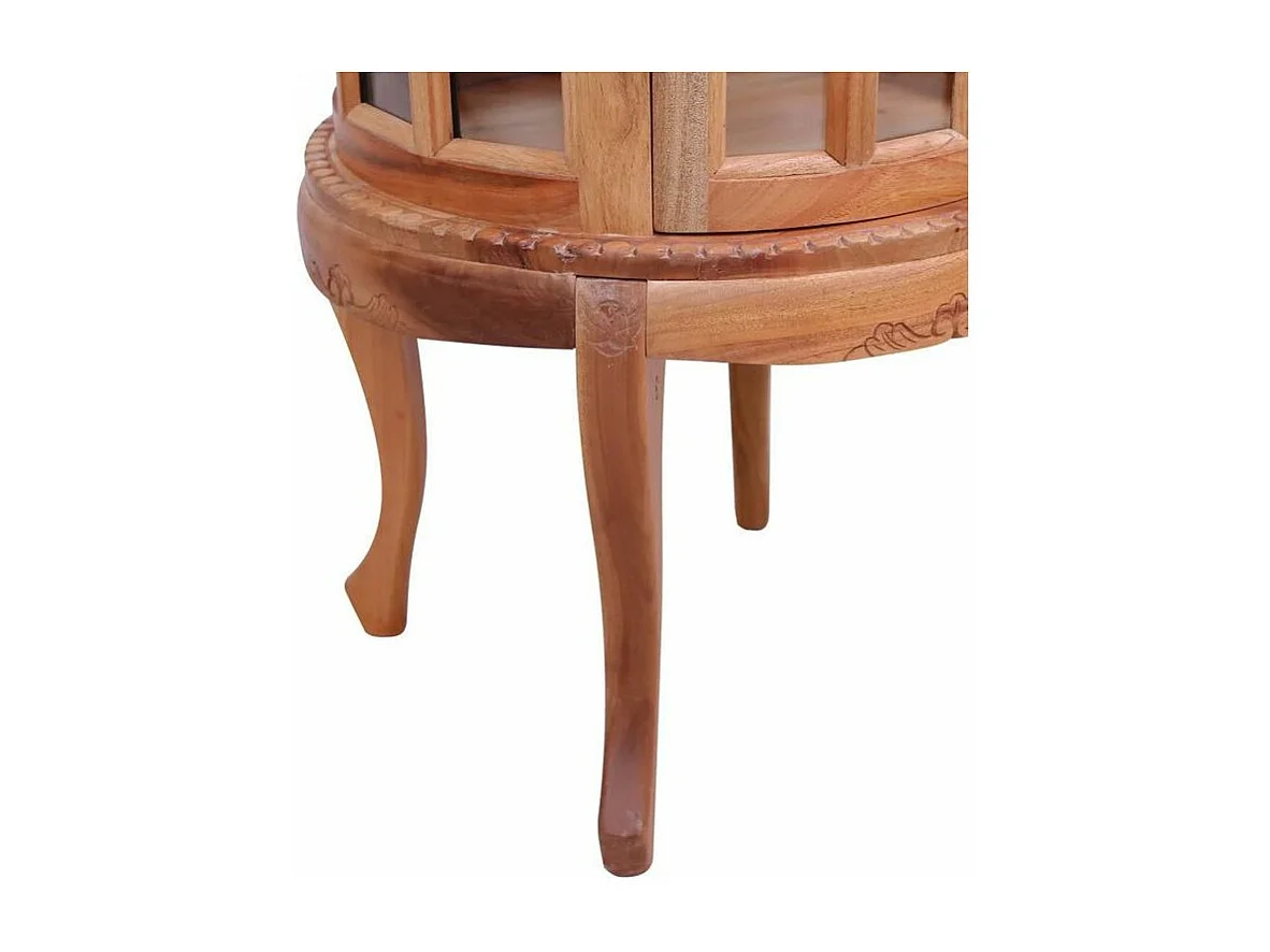 Table d'appoint ronde acajou massif clair avec vitrine Lish