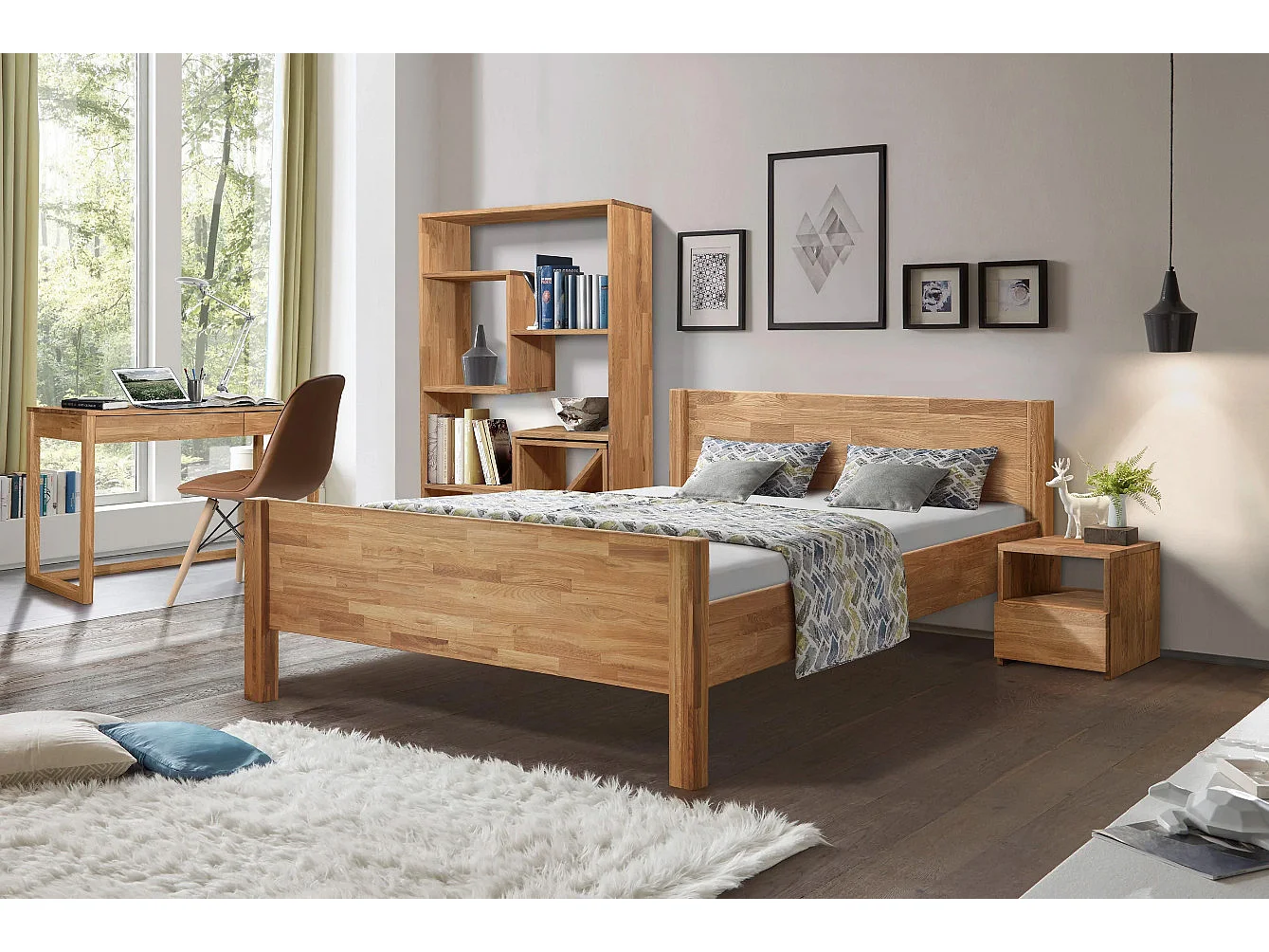 Mesa auxiliar Danark de madera maciza de roble