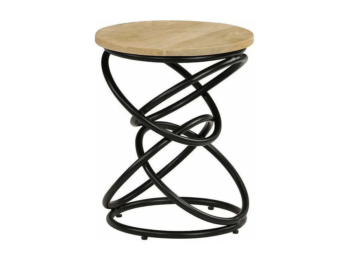 Table d'appoint manguier massif clair et pieds métal noir Arsan