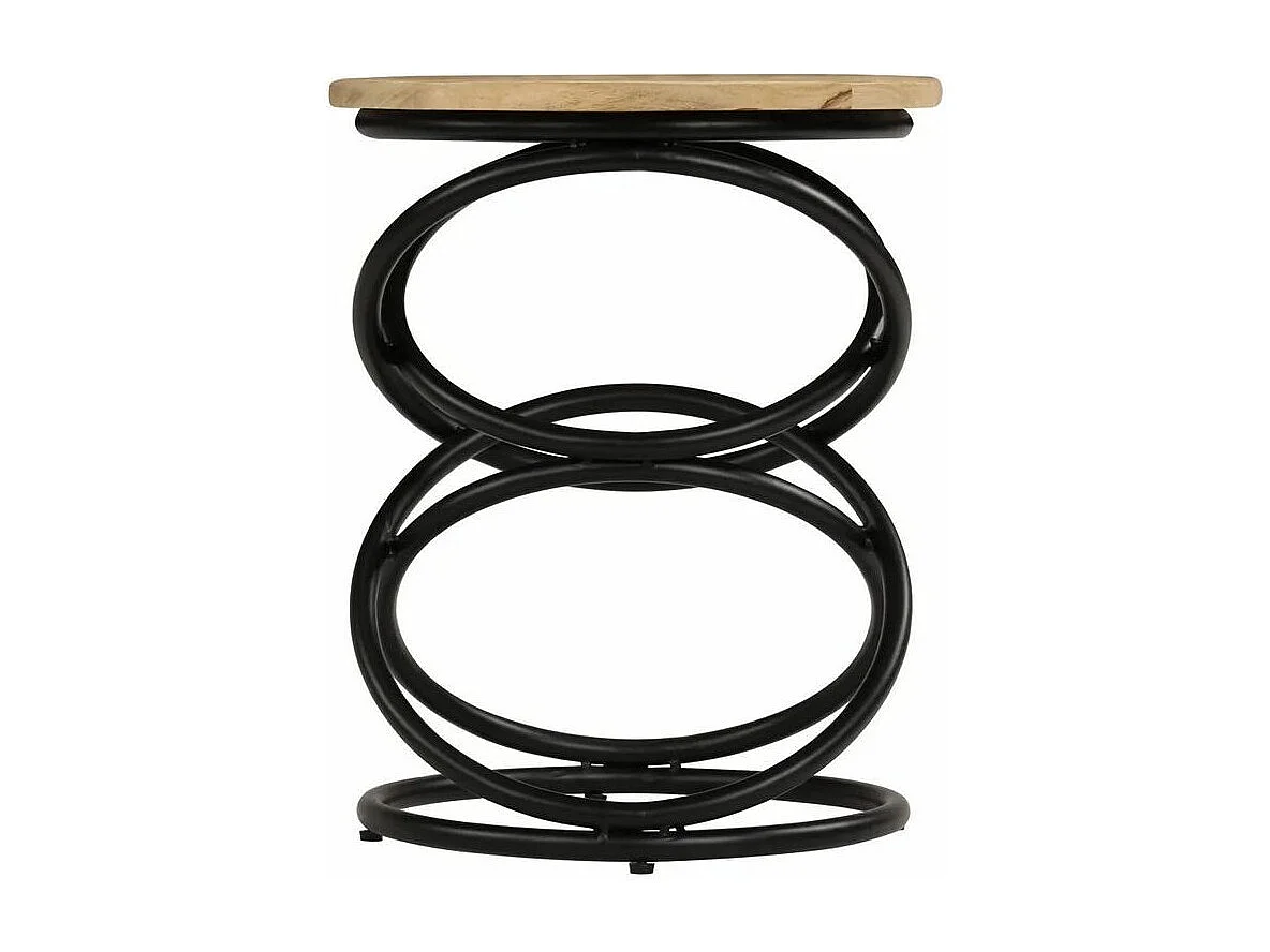 Table d'appoint manguier massif clair et pieds métal noir Arsan