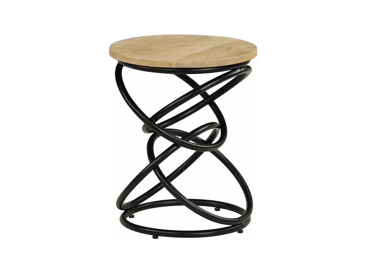 Table d'appoint manguier massif clair et pieds métal noir Arsan