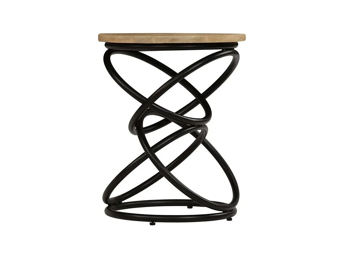 Table d'appoint manguier massif clair et pieds métal noir Arsan