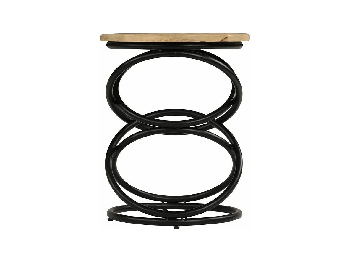 Table d'appoint manguier massif clair et pieds métal noir Arsan