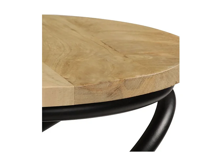 Table d'appoint manguier massif clair et pieds métal noir Arsan
