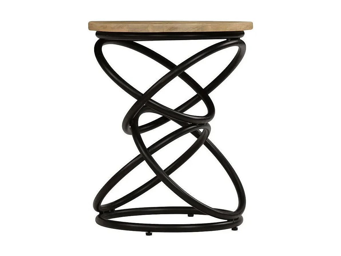 Table d'appoint manguier massif clair et pieds métal noir Arsan