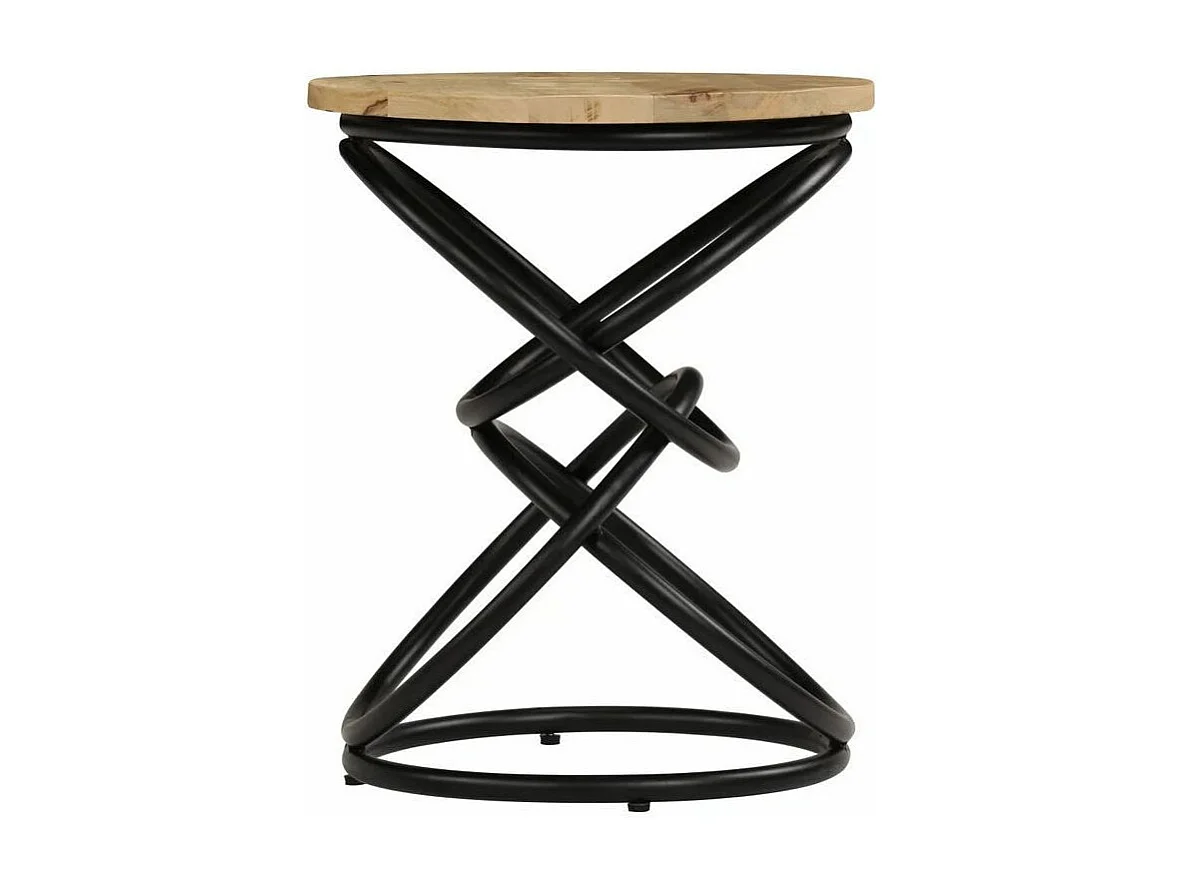 Table d'appoint manguier massif clair et pieds métal noir Arsan