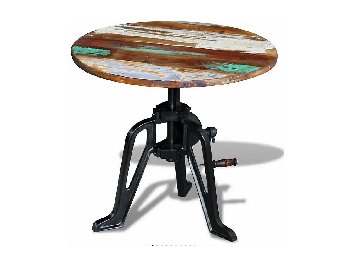 Table d'appoint bois de récupération et pied métal noir Issaf