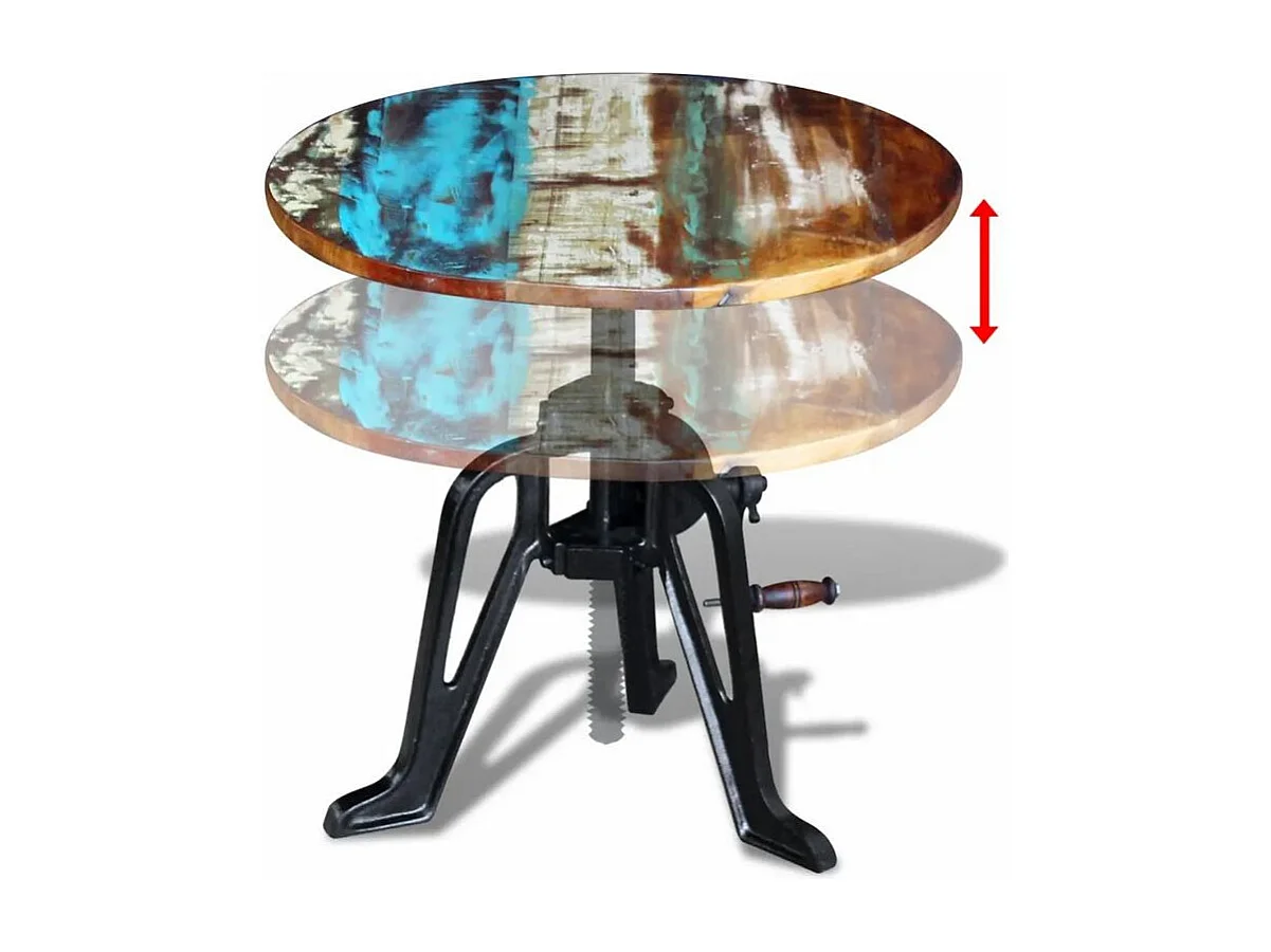 Table d'appoint bois de récupération et pied métal noir Issaf