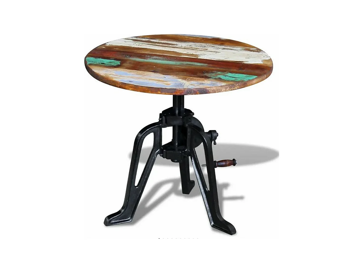 Table d'appoint bois de récupération et pied métal noir Issaf