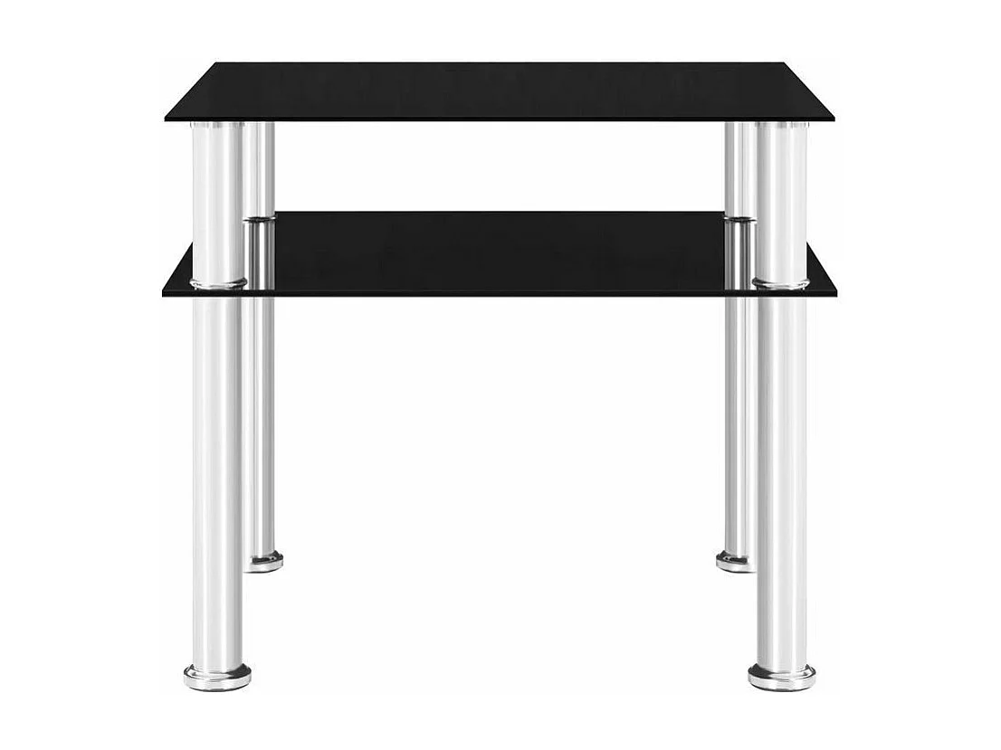 Table d'appoint verre trempé noir et pieds métal gris Cilae