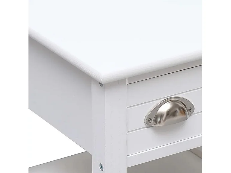 Table d'appoint 2 tiroirs paulownia massif blanc Amatar