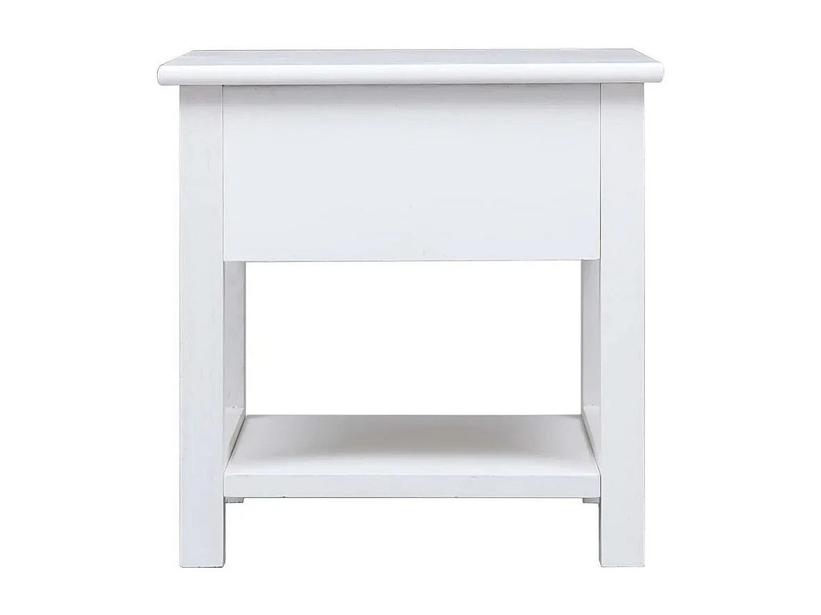 Table d'appoint 2 tiroirs paulownia massif blanc Amatar