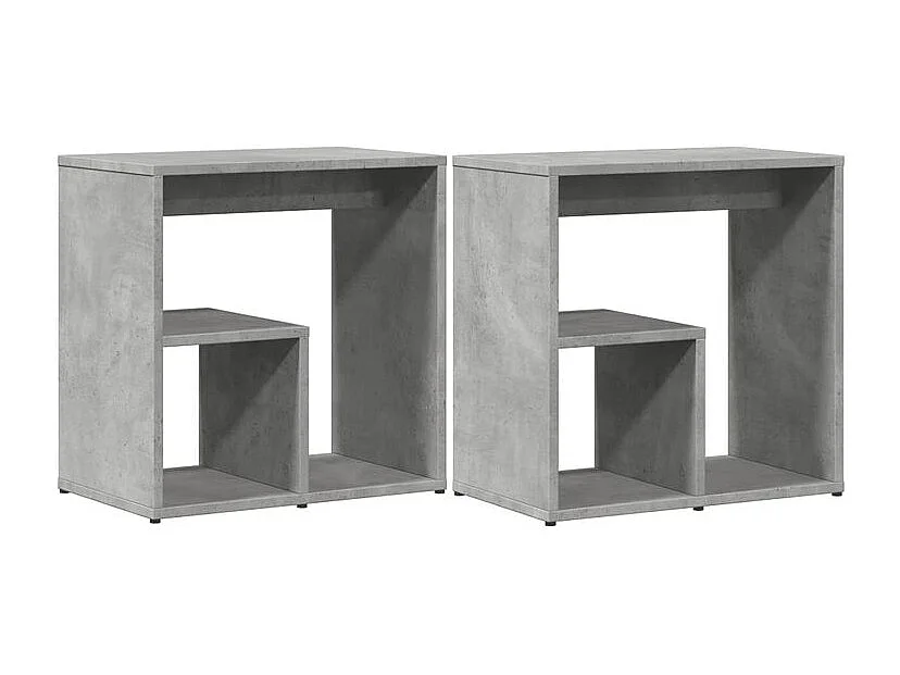 Tables d'appoint 2 pcs gris béton 50x30x50 bois d'ingénierie
