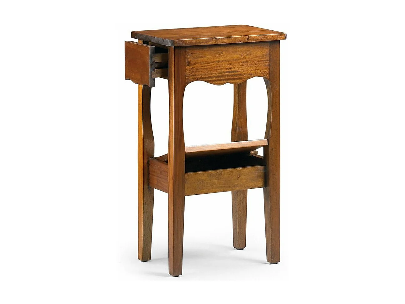 Table d'appoint en bois d'acajou marron 2 rangements Castle 42cm