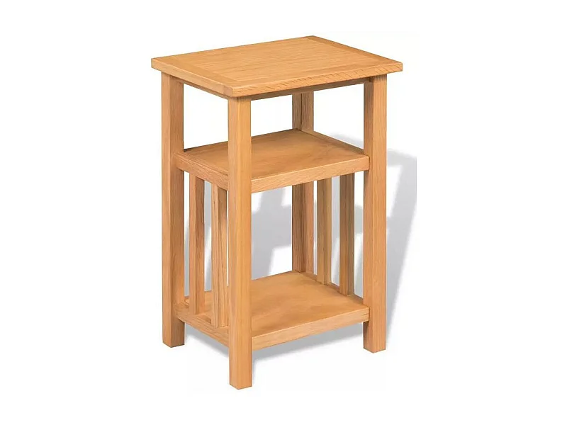 Table d'appoint 2 étagères chêne massif clair Odero H 55cm