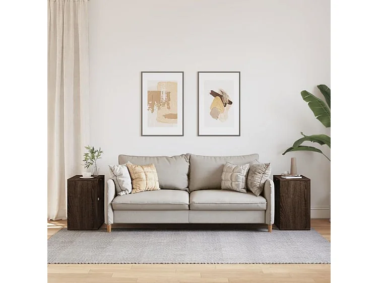 Tables d'appoint 2 pcs chêne marron 50x30x50 bois ingénierie