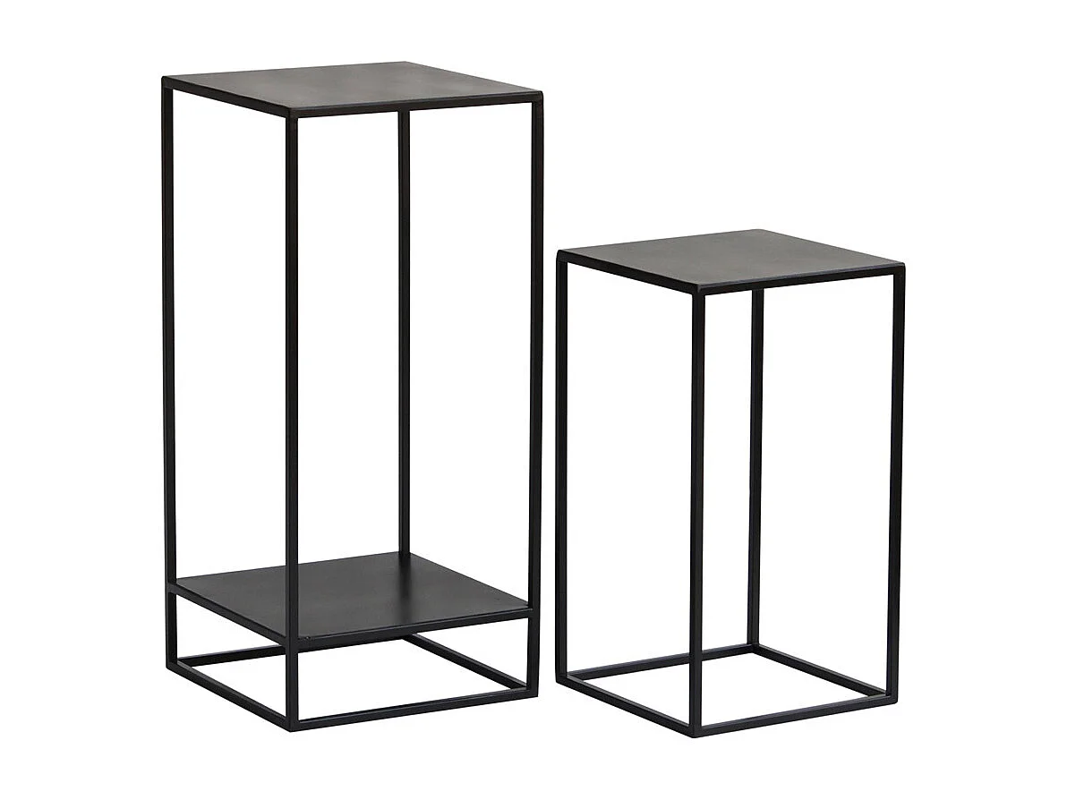 Sellettes gigognes en métal noir L34 cm (lot de 2) IGGY