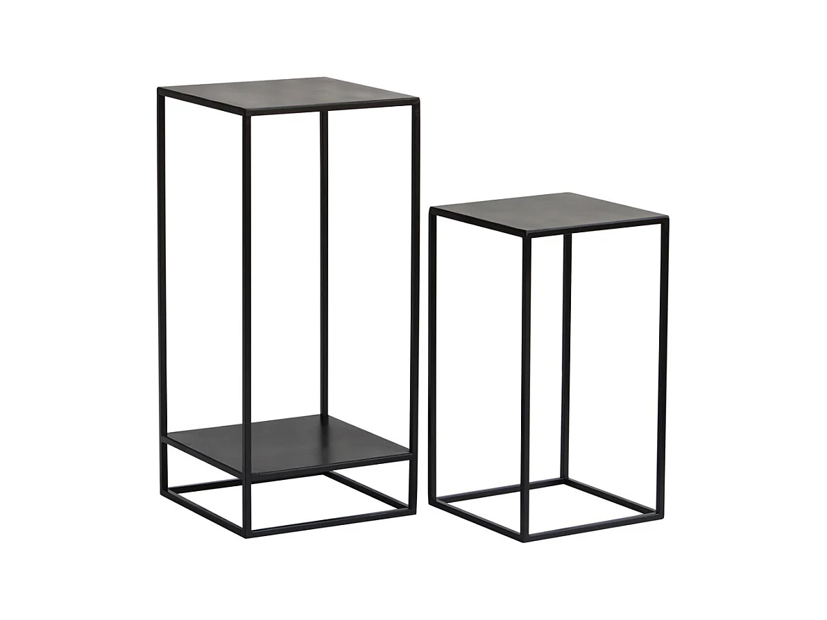 Sellettes gigognes en métal noir L34 cm (lot de 2) IGGY