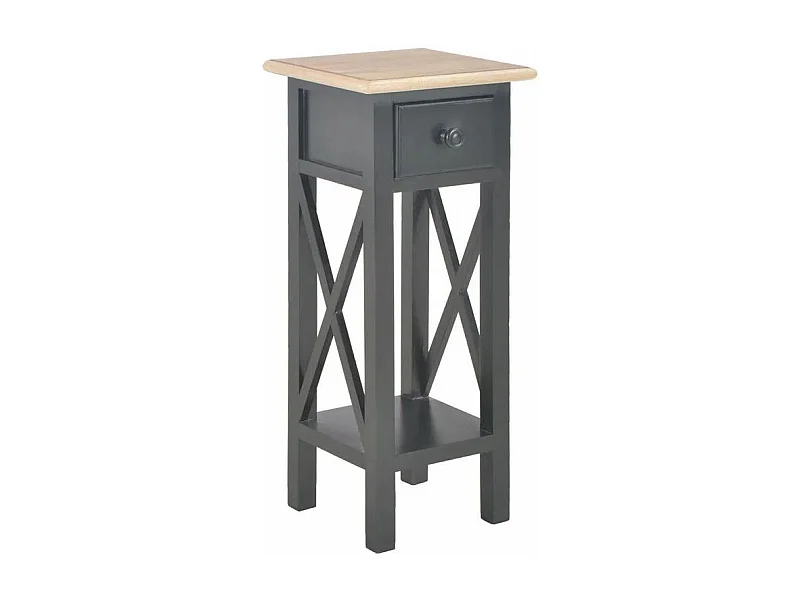 Table d'appoint 1 tiroir pin massif clair et noir Cosa