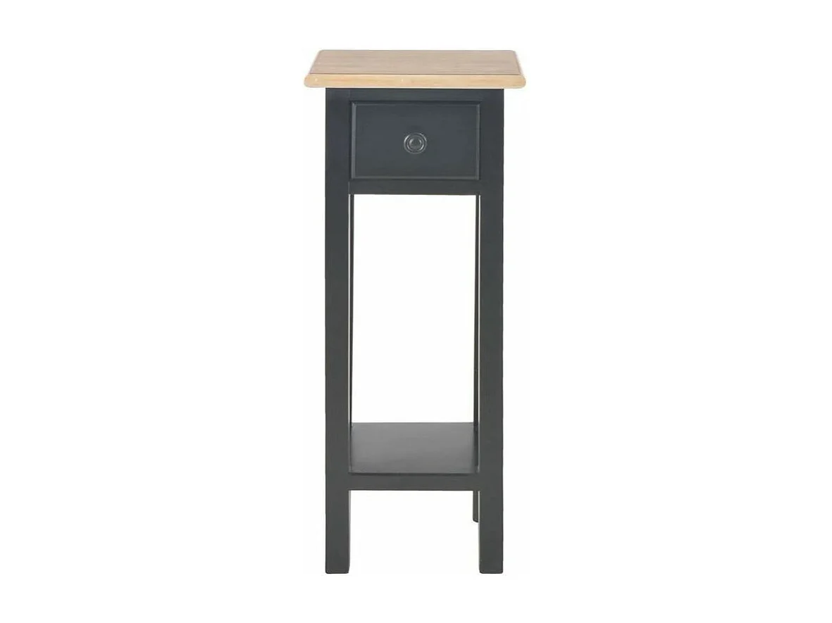 Table d'appoint 1 tiroir pin massif clair et noir Cosa