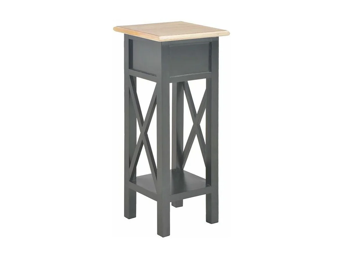 Table d'appoint 1 tiroir pin massif clair et noir Cosa