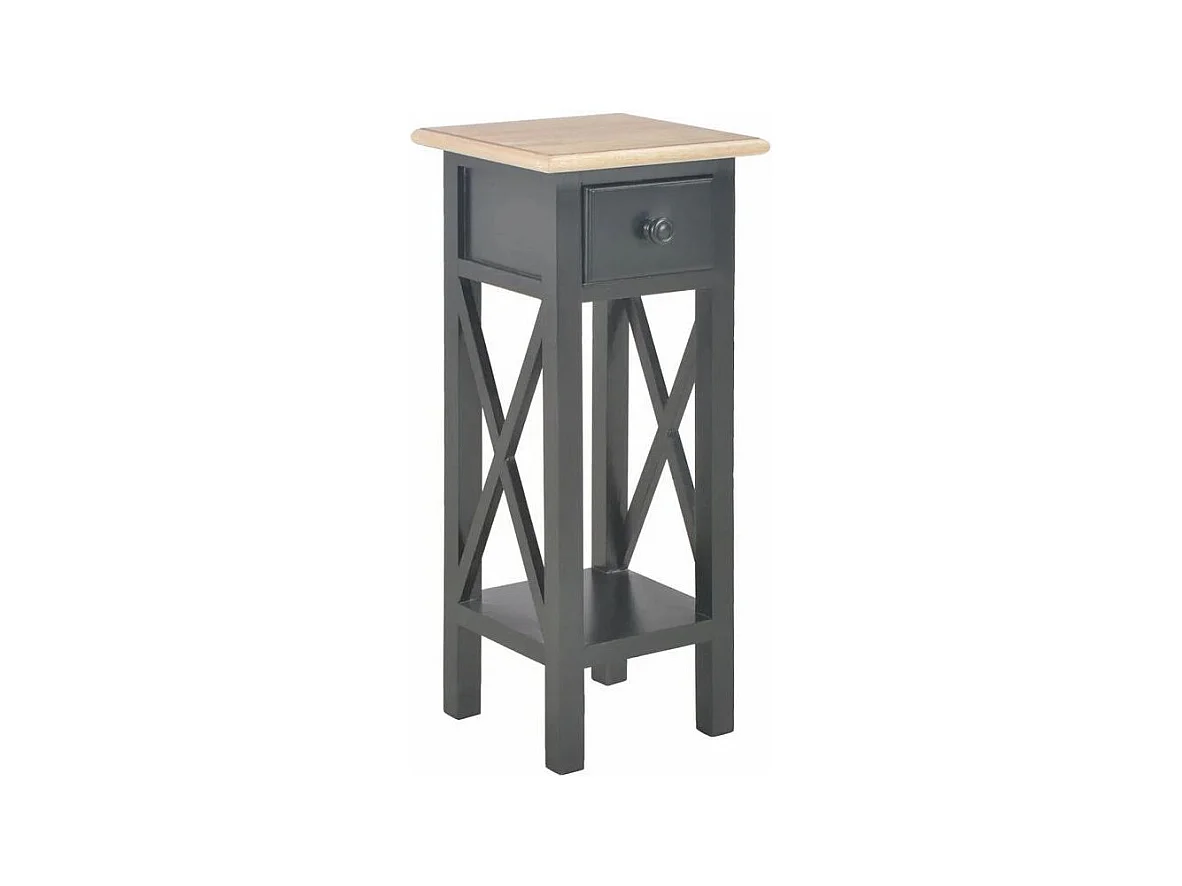 Table d'appoint 1 tiroir pin massif clair et noir Cosa