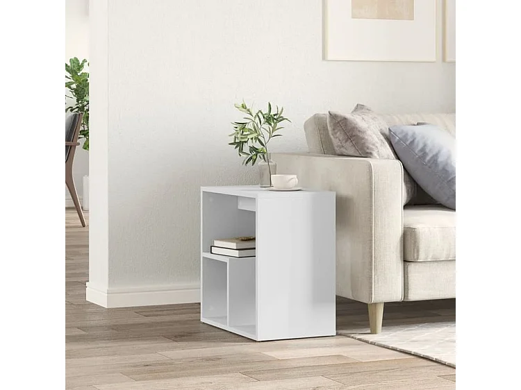 Table d'appoint blanc 50x30x50 bois d’ingénierie