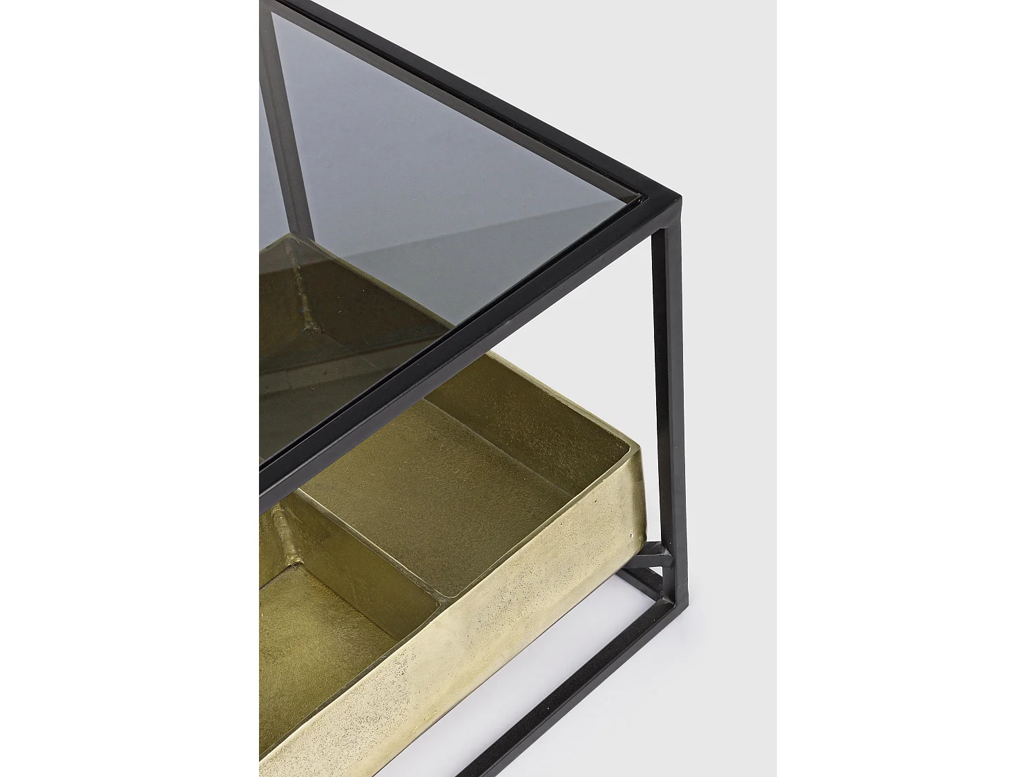 Table d'appoint carrée verre et acier bicolore Mirabel L 42cm