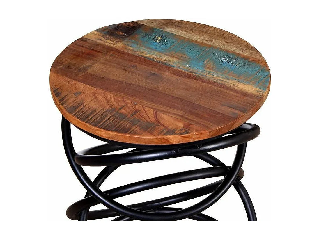 Table d'appoint bois de récupération et pieds métal noir Arsan