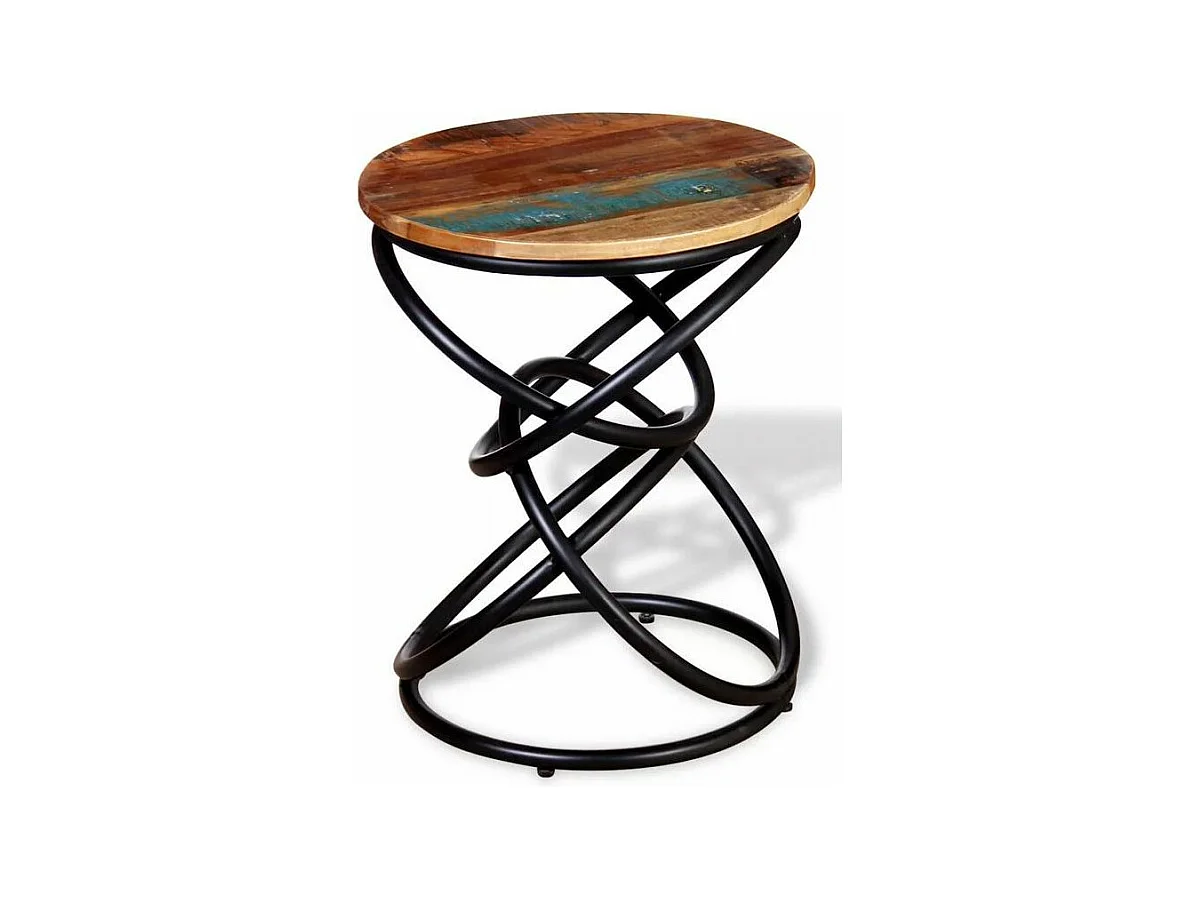 Table d'appoint bois de récupération et pieds métal noir Arsan