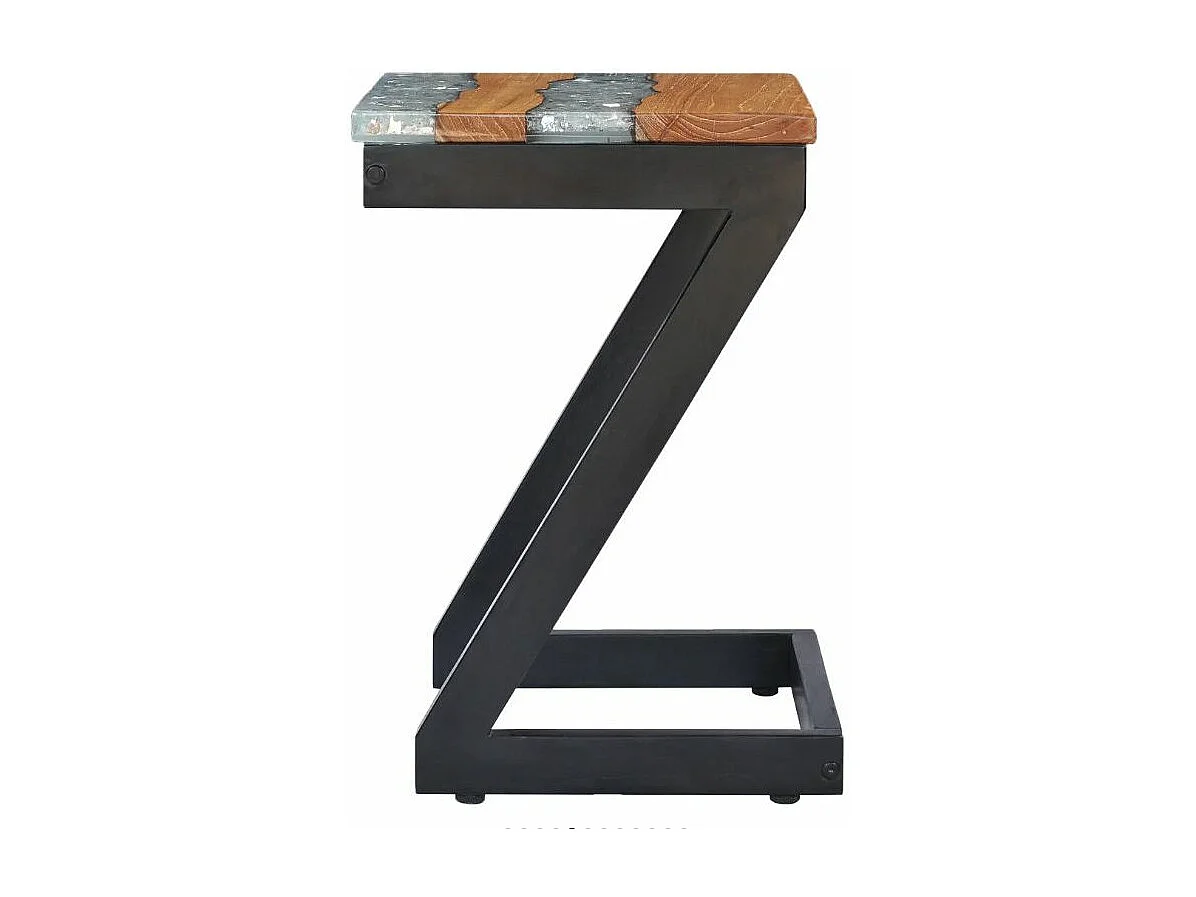 Table d'appoint carrée teck massif clair et manguier noir Tamie