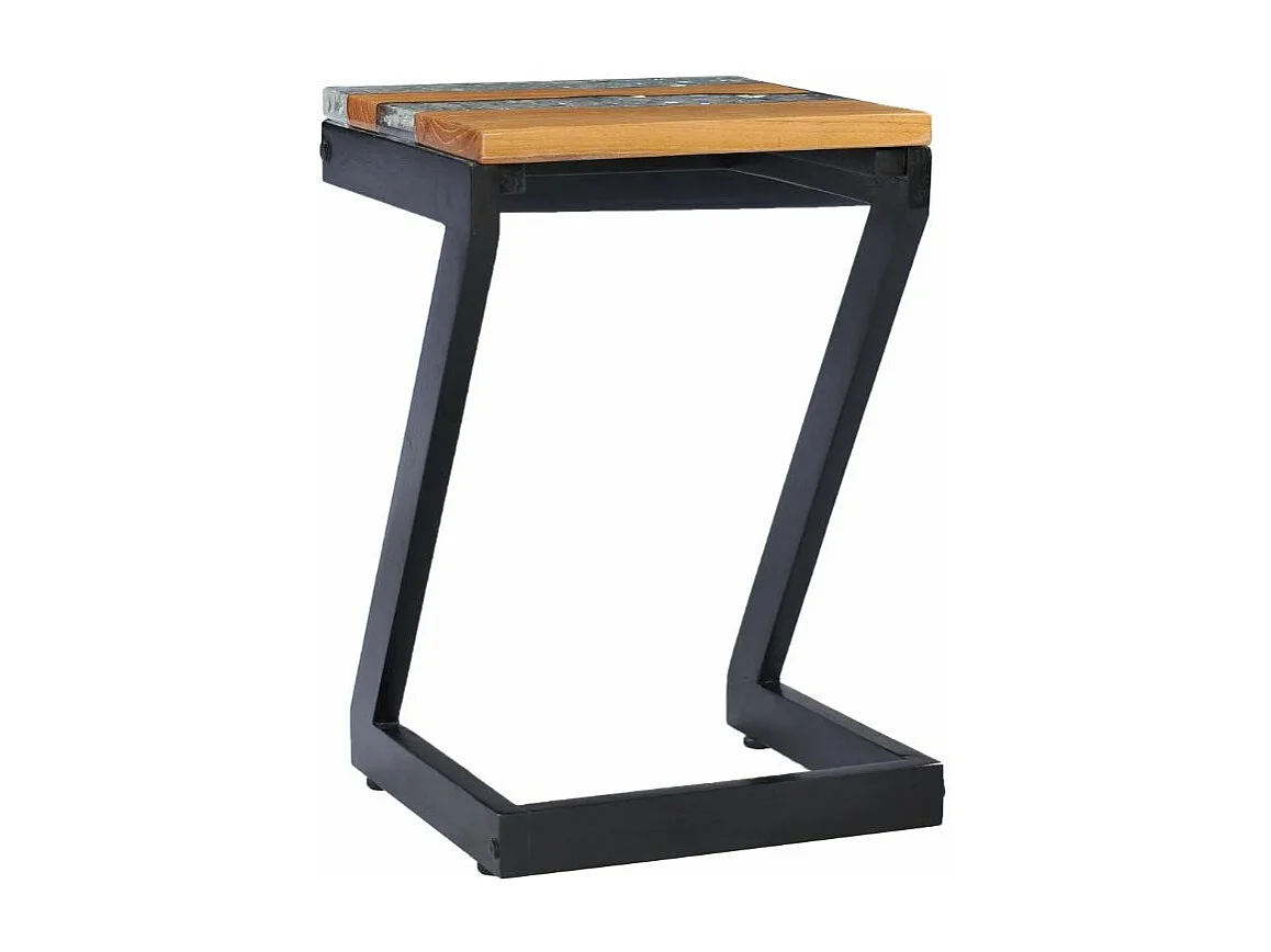 Table d'appoint carrée teck massif clair et manguier noir Tamie