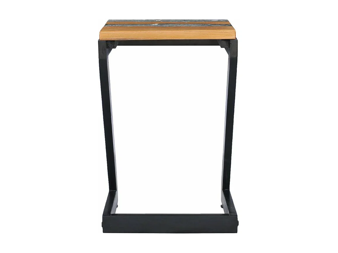 Table d'appoint carrée teck massif clair et manguier noir Tamie