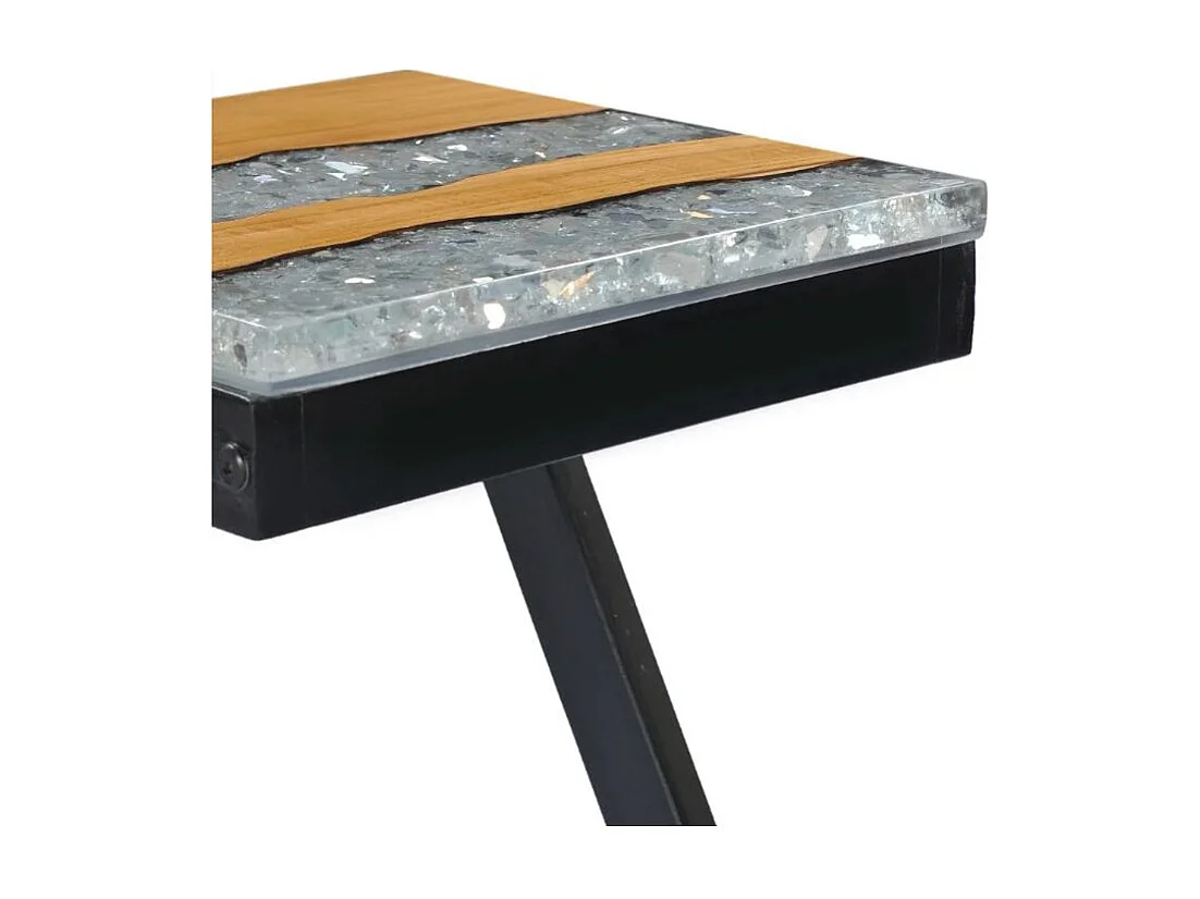 Table d'appoint carrée teck massif clair et manguier noir Tamie