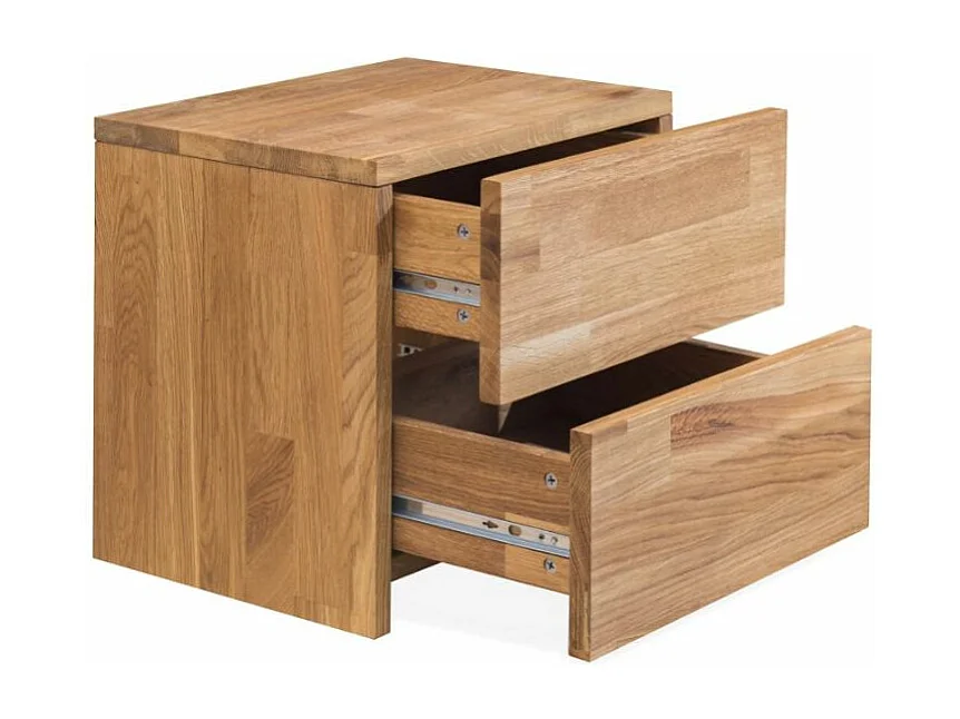 Danark massief eikenhouten bijzettafel met 2 laden 40 cm