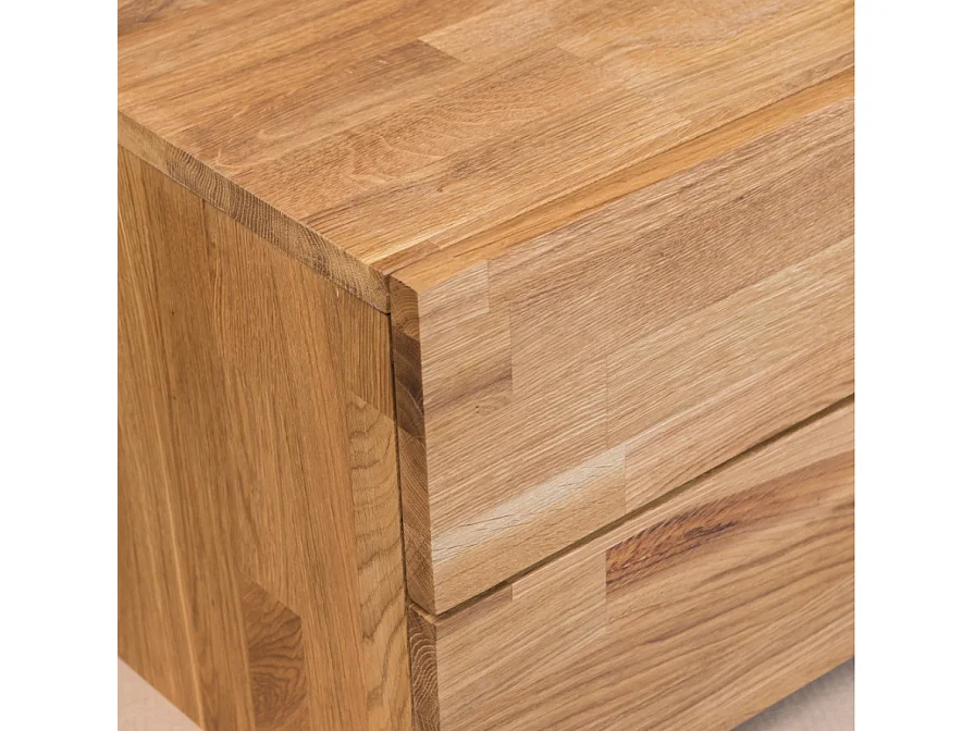 Danark massief eikenhouten bijzettafel met 2 laden 40 cm