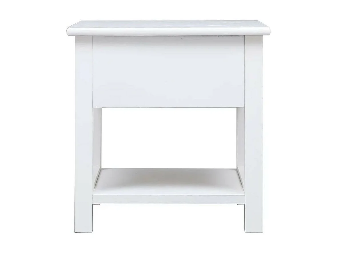 Table d'appoint 2 tiroirs paulownia massif blanc Ollier