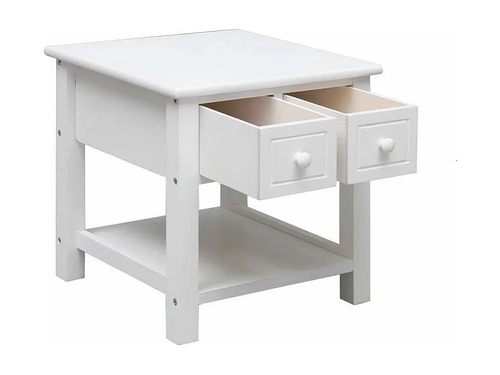 Table d'appoint 2 tiroirs paulownia massif blanc Ollier