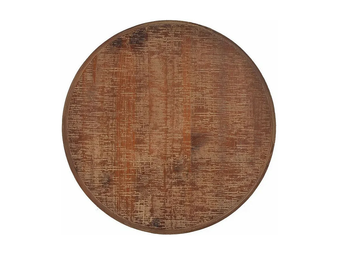 Table d'appoint ronde pin massif foncé et pied métal noir Keral