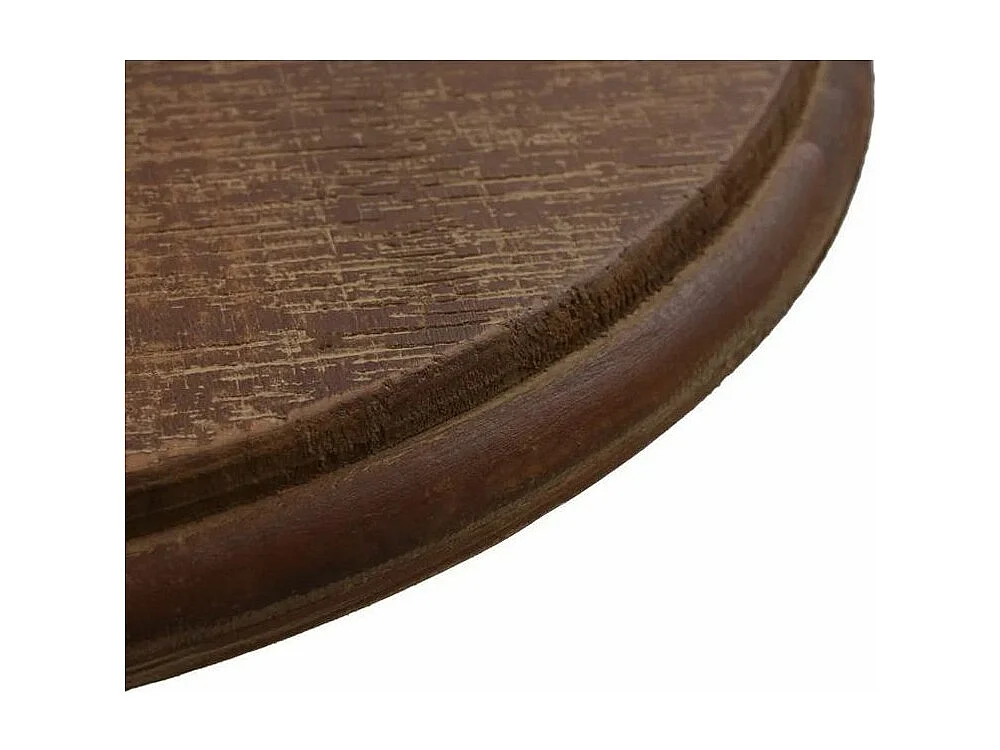 Table d'appoint ronde pin massif foncé et pied métal noir Keral